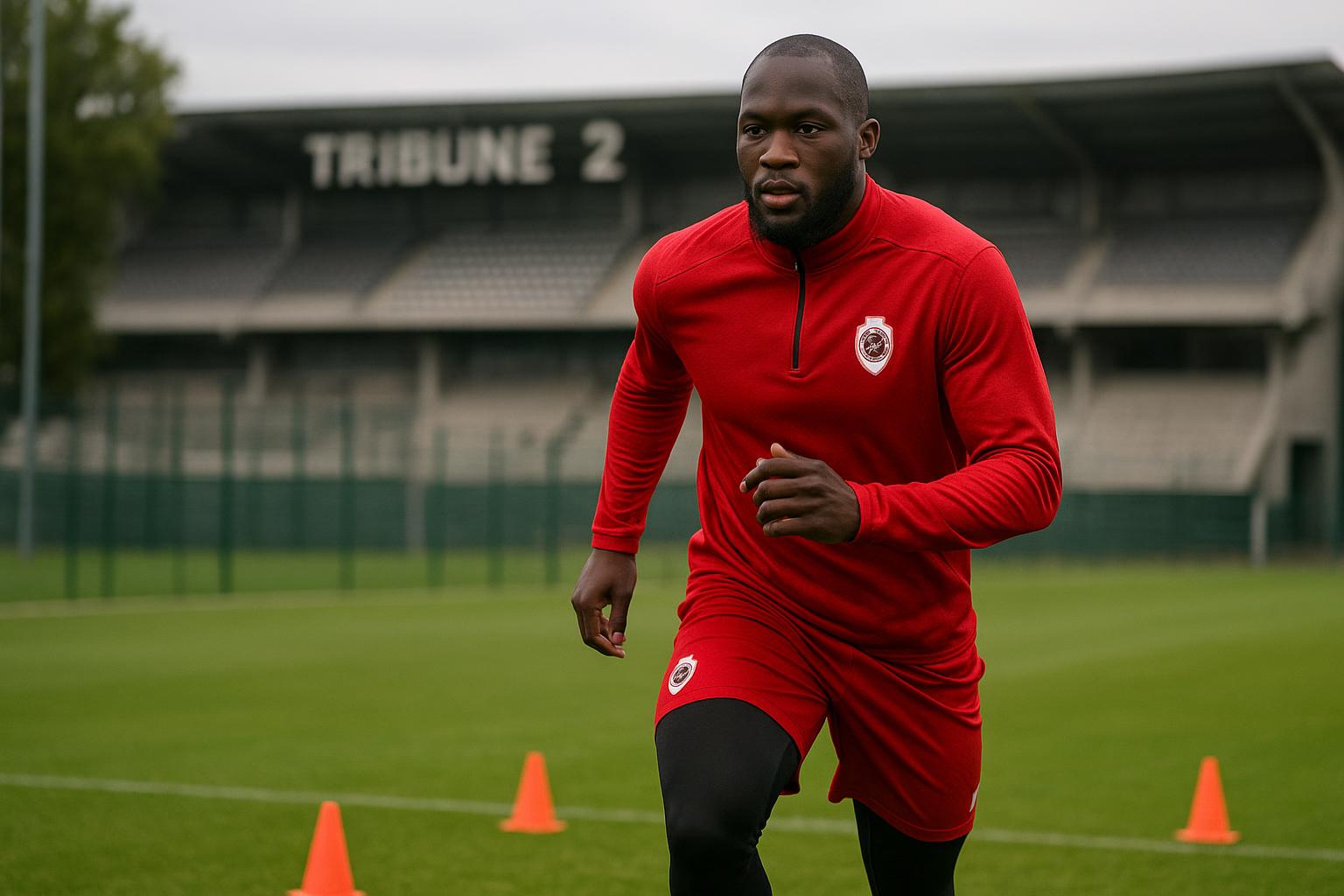 Trainingsvelden van Royal Antwerp FC op de Bosuil, waar Romelu Lukaku individueel revalideert achter Tribune 2