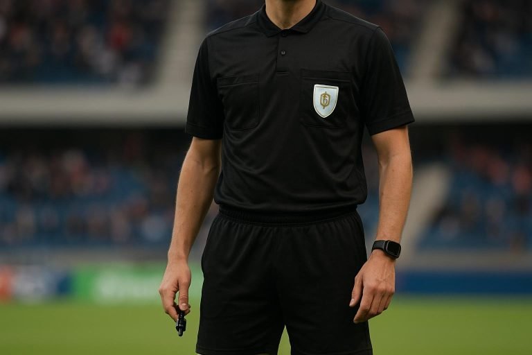 Scheidsrechter Nathan Verboomen op het veld tijdens een wedstrijd in de Jupiler Pro League