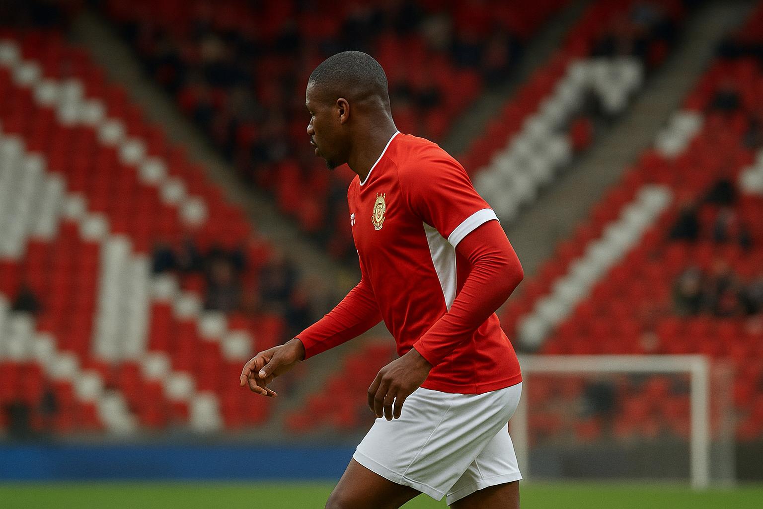 Timothé Nkada van Standard in een wedstrijdmoment in het stadion