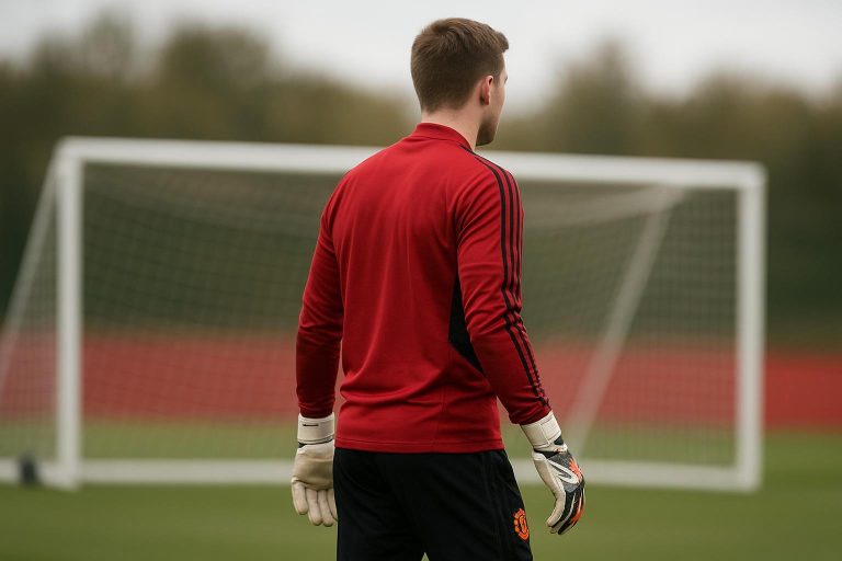 Senne Lammens in Manchester United-context tijdens een trainingsmoment
