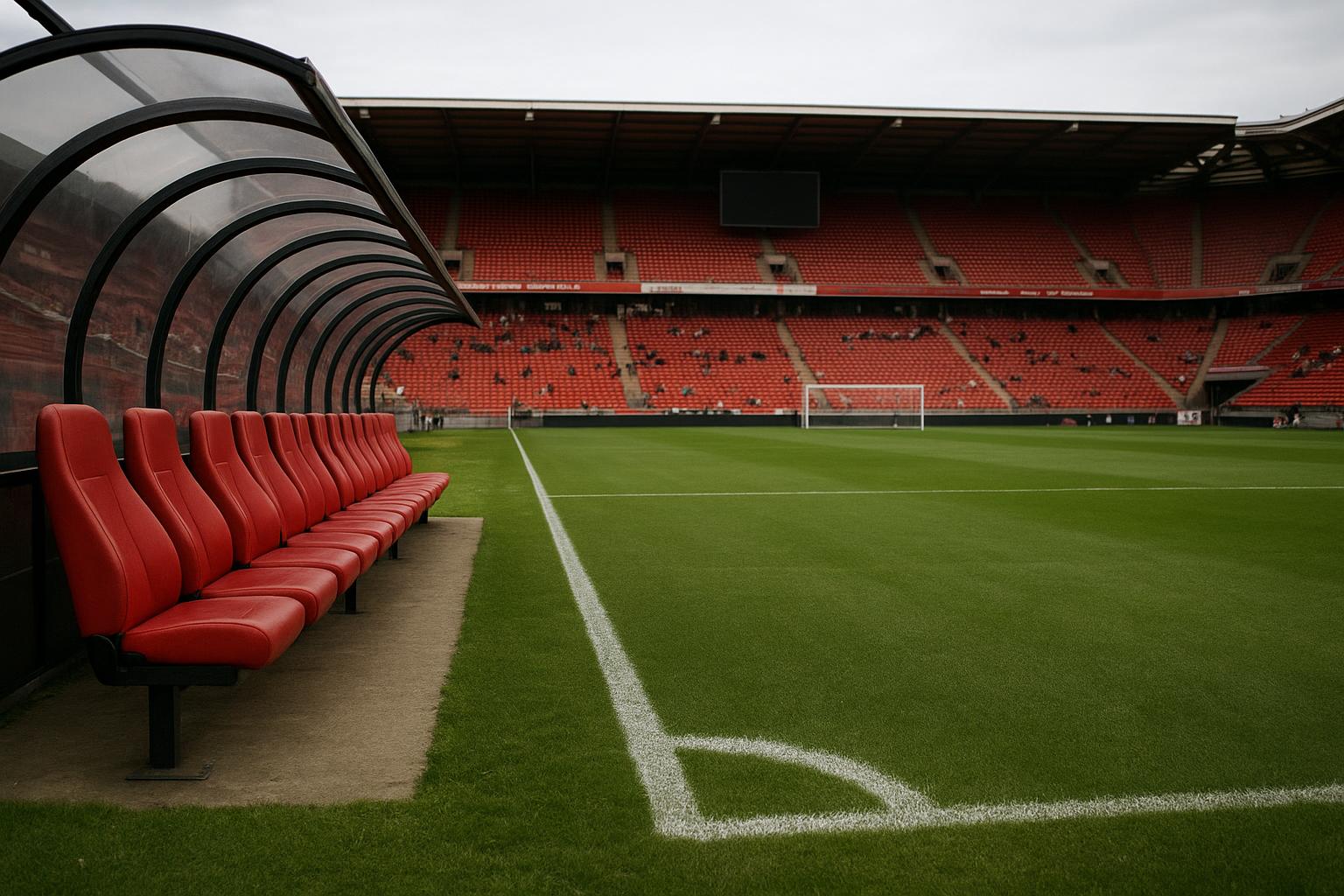 Sfeerbeeld aan de zijlijn in het Bosuilstadion van Royal Antwerp FC