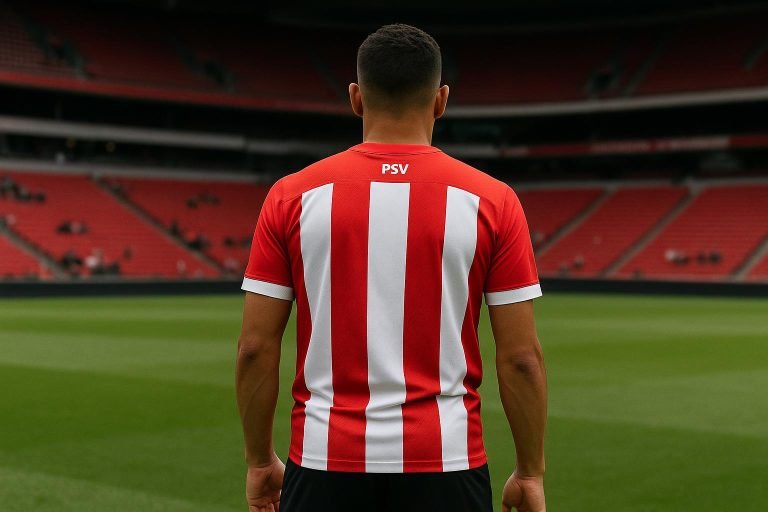 Nicolas Verkooijen in actie in het shirt van PSV tijdens een wedstrijd