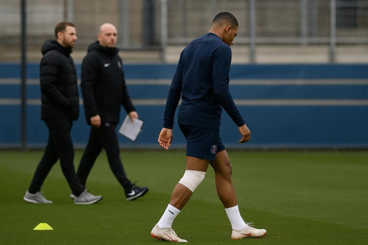 Trainingsoverzicht bij Paris Saint-Germain met focus op een middenvelder met knieklachten