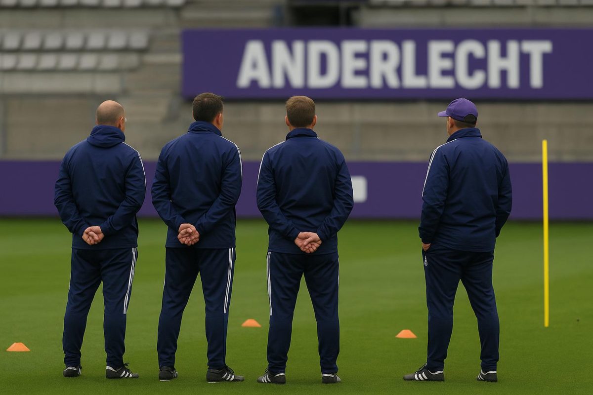 Jérémy Taravel langs de zijlijn bij RSC Anderlecht tijdens een trainingsmoment