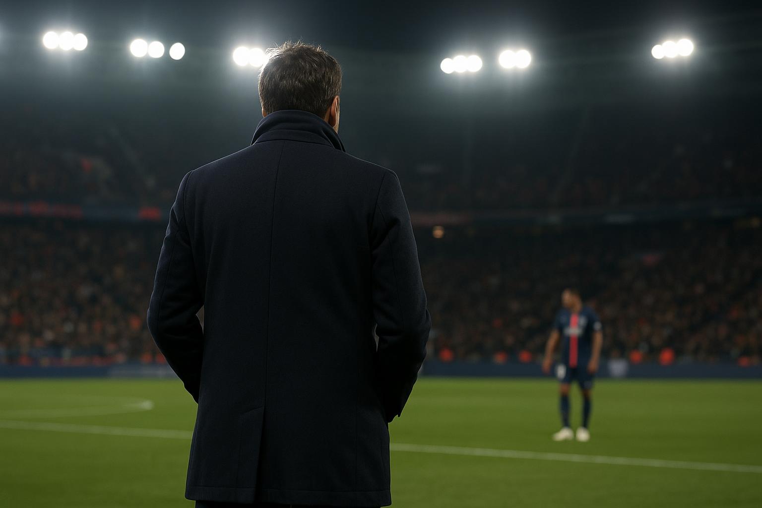 Luis Enrique langs de zijlijn tijdens PSG tegen Liverpool in de Champions League