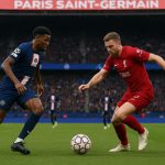 Actiefoto tijdens PSG tegen Liverpool in het Parc des Princes in de Champions League