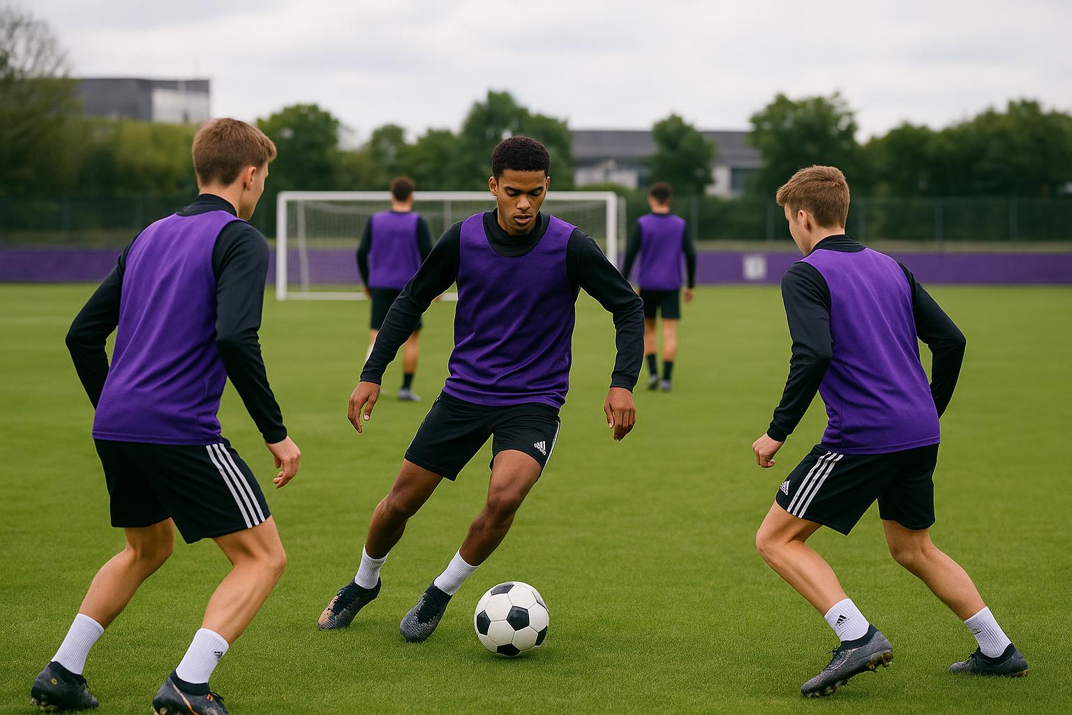 Jeugdspelers van RSC Anderlecht op het trainingscomplex in Neerpede