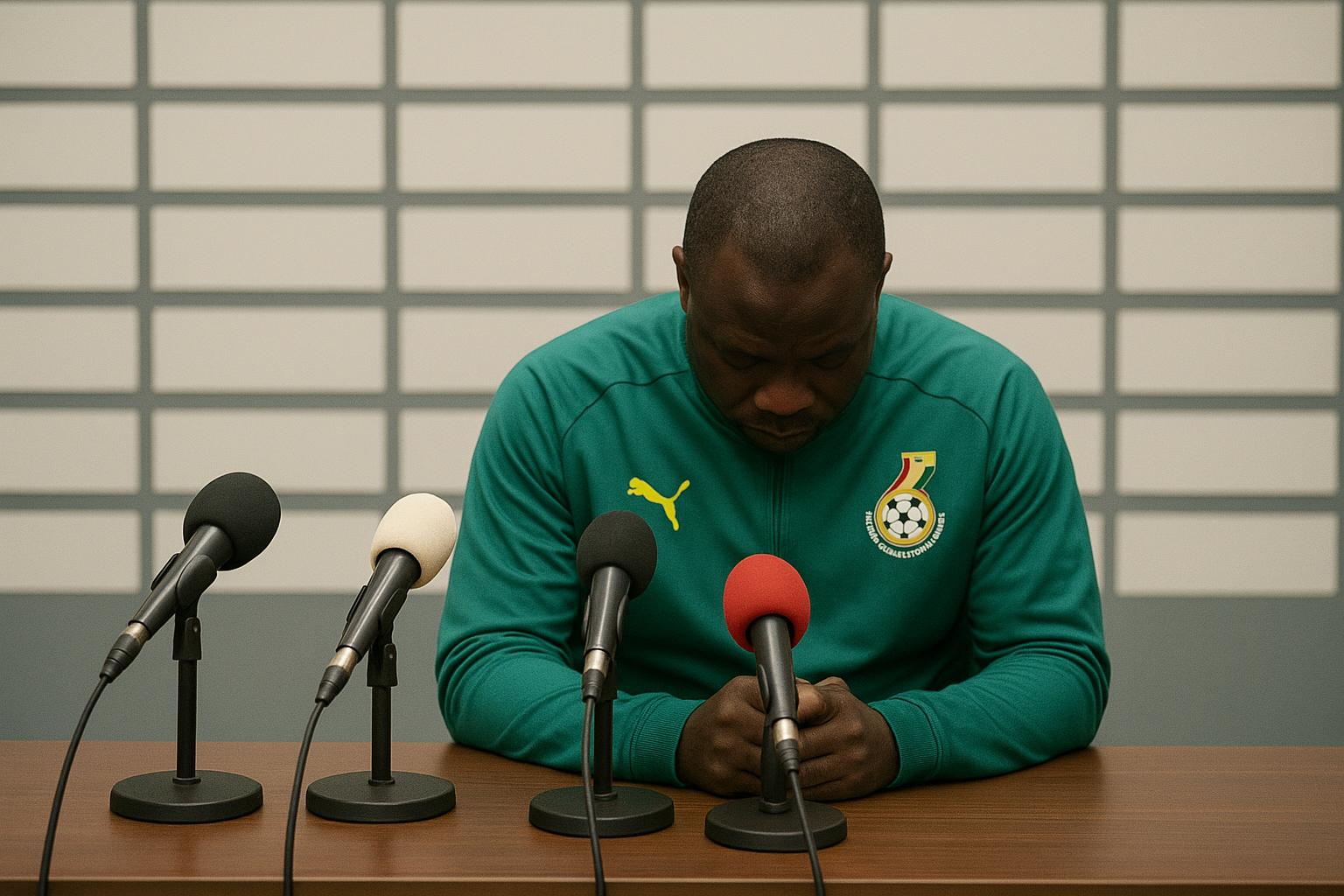 Een persmoment rond de zoektocht naar een nieuwe bondscoach van Ghana