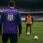 Spelers van RSC Anderlecht op training, met focus op beweging op de flank