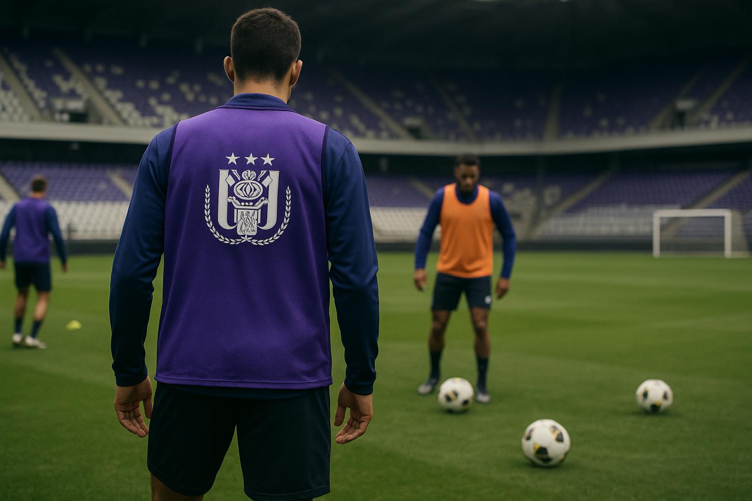 Spelers van RSC Anderlecht op training, met focus op beweging op de flank