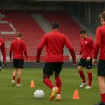 Zulte Waregem werkt op training toe naar de uitmatch tegen Dender in de Relegation Play-Off.