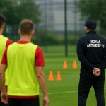 Training van Royal Antwerp FC zonder herkenbare gezichten, in aanloop naar de match in Charleroi