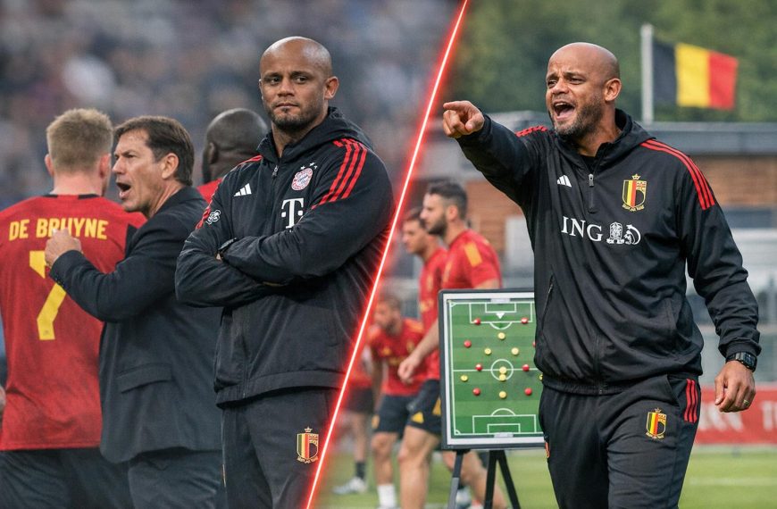 Vincent Kompany als bondscoach langs de lijn bij de Rode Duivels