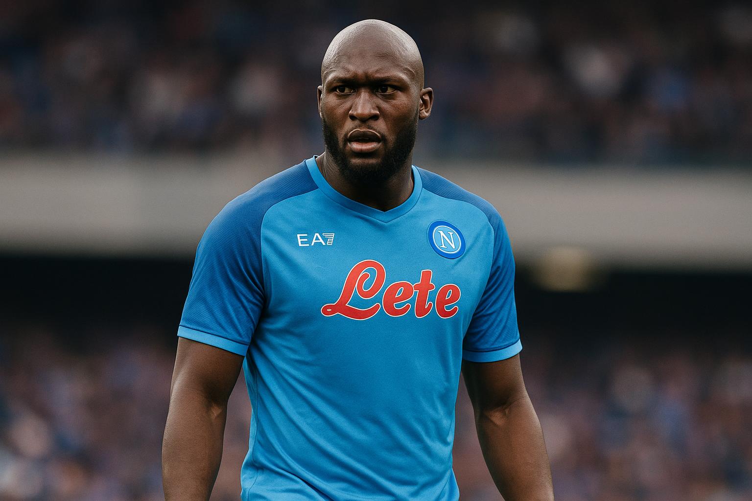 Romelu Lukaku in Napoli-tenue tijdens een wedstrijdmoment.