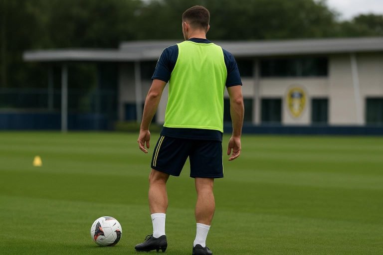 Sebastiaan Bornauw tijdens een trainingsmoment bij Leeds United