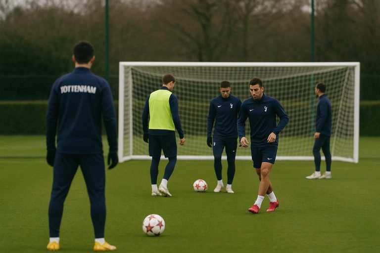 Sfeerbeeld rond Tottenham Hotspur tijdens een training, zonder herkenbare gezichten