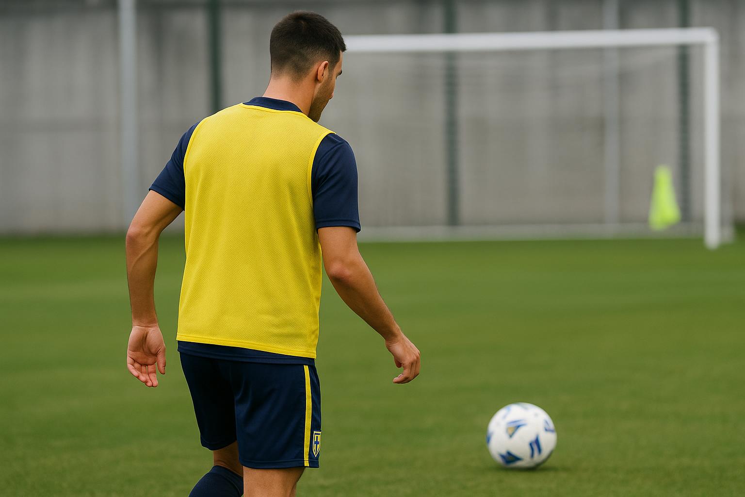 Mandela Keita in trainingsoutfit van Parma Calcio tijdens een sessie op het oefenveld