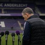 Jérémy Taravel van RSC Anderlecht tijdens een persmoment met neutrale uitstraling