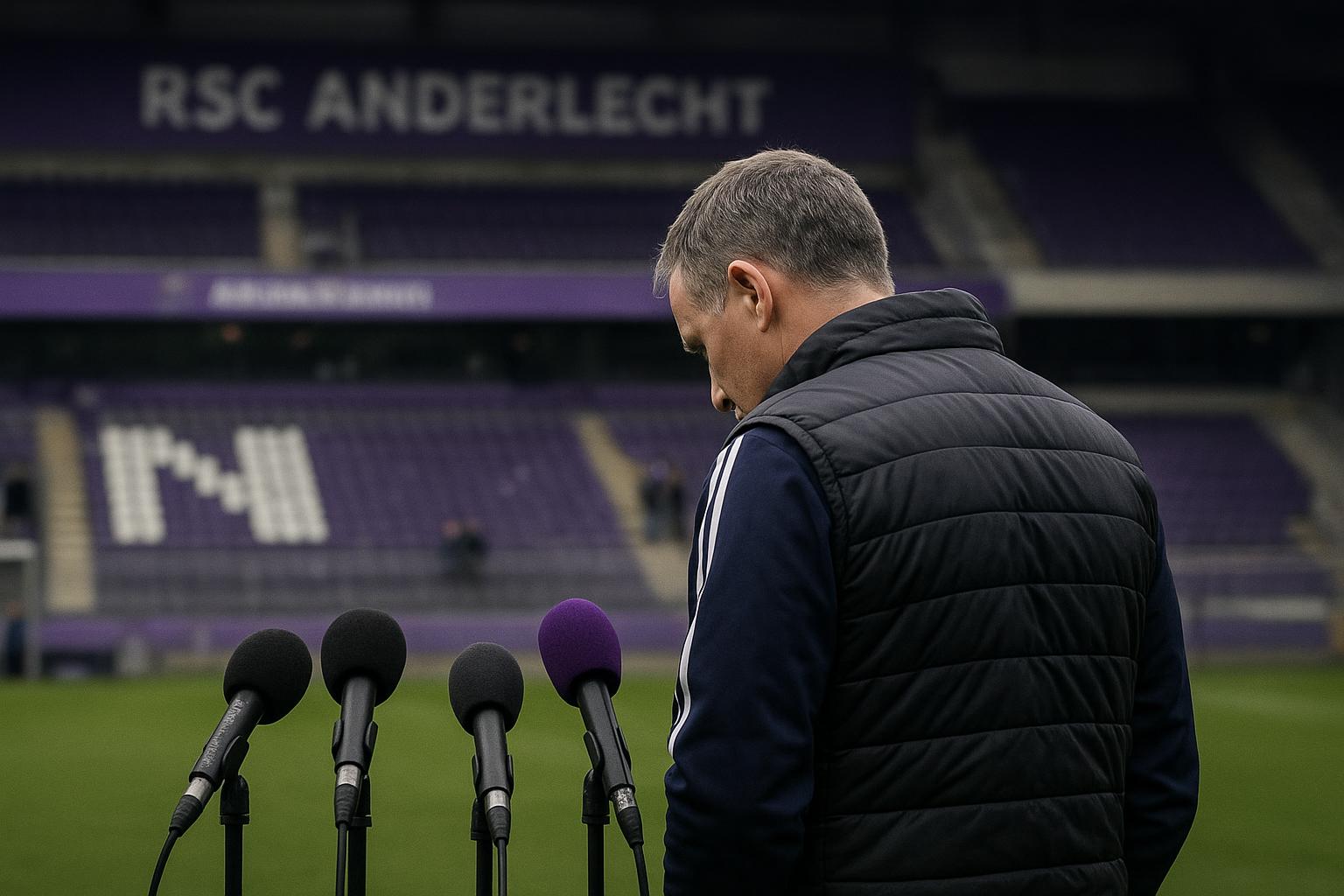 Jรฉrรฉmy Taravel van RSC Anderlecht tijdens een persmoment met neutrale uitstraling