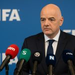 Gianni Infantino tijdens een persmoment van de FIFA over het WK 2026
