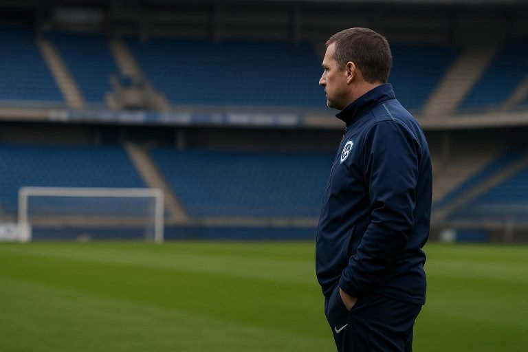 Nicky Hayen langs de zijlijn bij KRC Genk in de Cegeka Arena