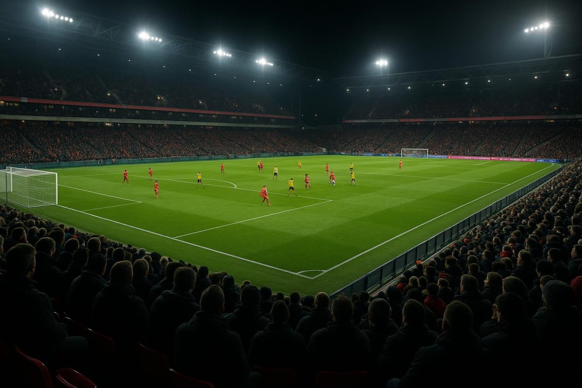 Sfeershot in een Belgisch stadion tijdens de start van de play-offs in de Jupiler Pro League