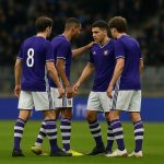 Spelers van RSC Anderlecht op het veld na een moeilijke start in de Champions’ Play-Offs