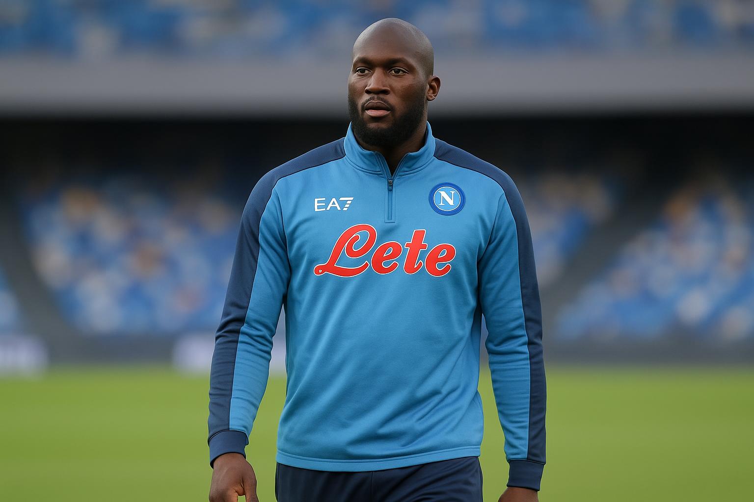 Romelu Lukaku in Napoli-kledij tijdens een trainingsmoment