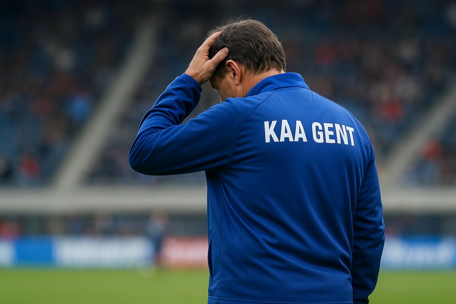 Rik De Mil langs de zijlijn bij KAA Gent tijdens een wedstrijdmoment