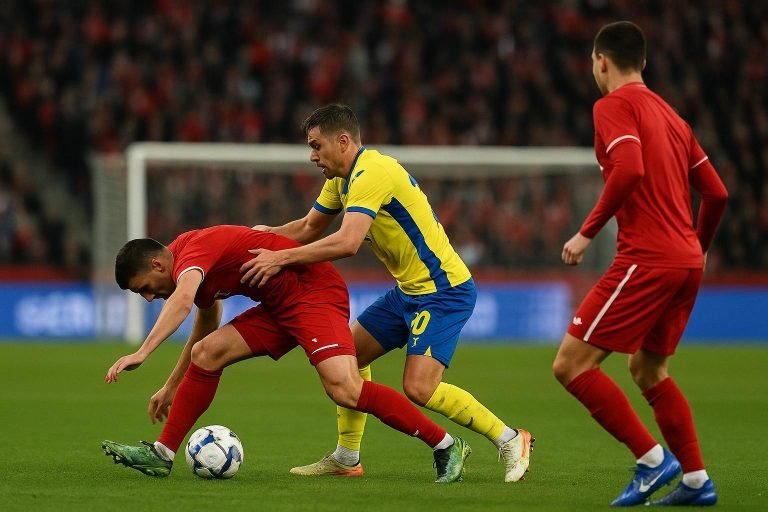Actiebeeld uit Standard Luik tegen Westerlo in Sclessin tijdens de Europe Play-Offs