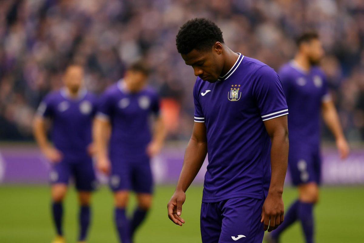 Teleurgestelde spelers van RSC Anderlecht na een wedstrijd in de Champions' Play-Offs