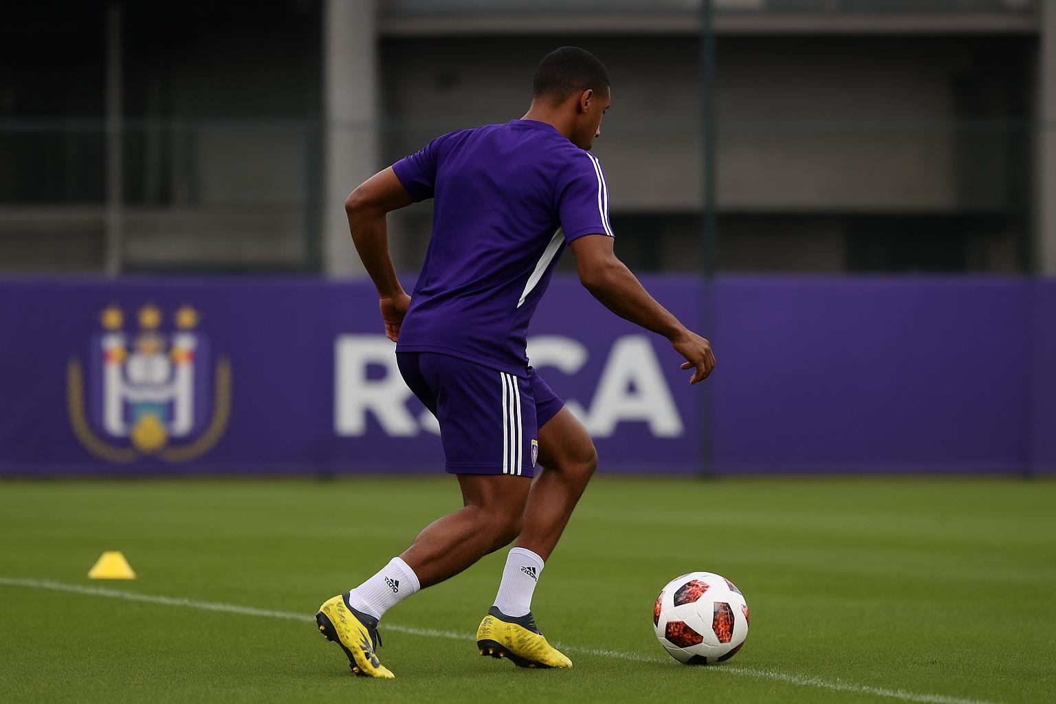 Mihajlo Cvetkovic van RSC Anderlecht tijdens een trainingsmoment