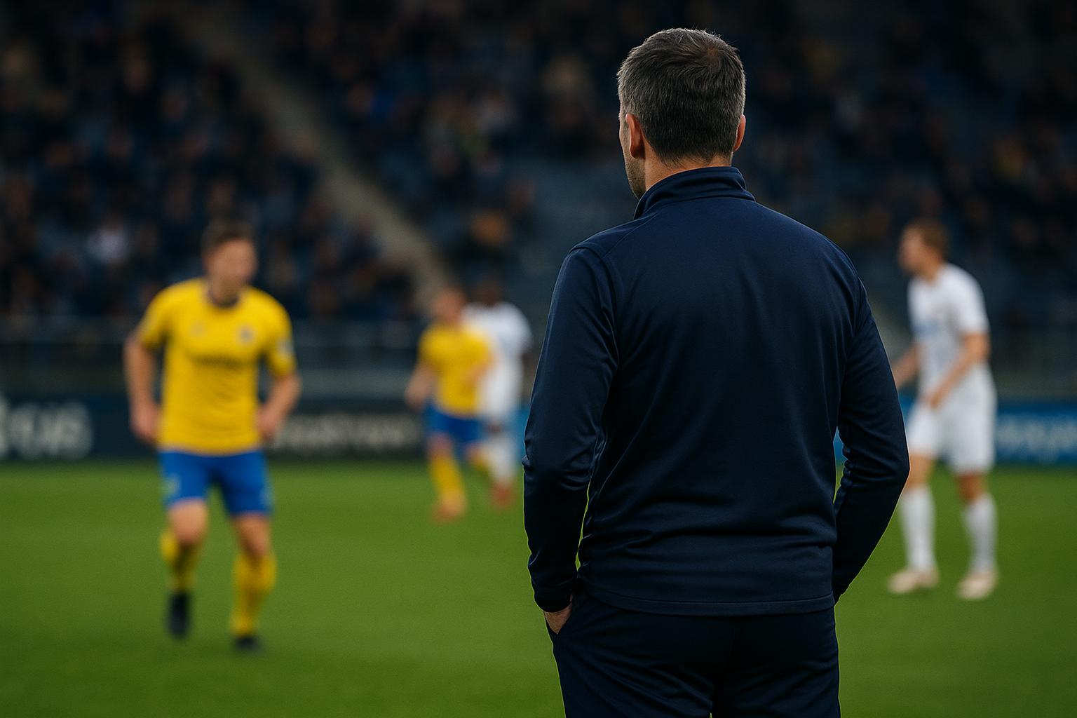 Issame Charaรฏ langs de zijlijn bij KVC Westerlo tijdens een wedstrijdcontext