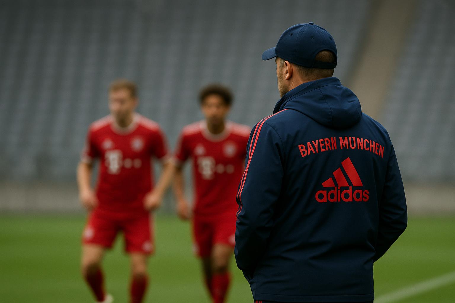 Vincent Kompany langs de zijlijn bij Bayern München tijdens een Bundesliga-wedstrijd