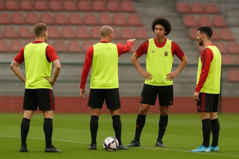 Rode Duivels op training na de oefenmatch tegen Mexico