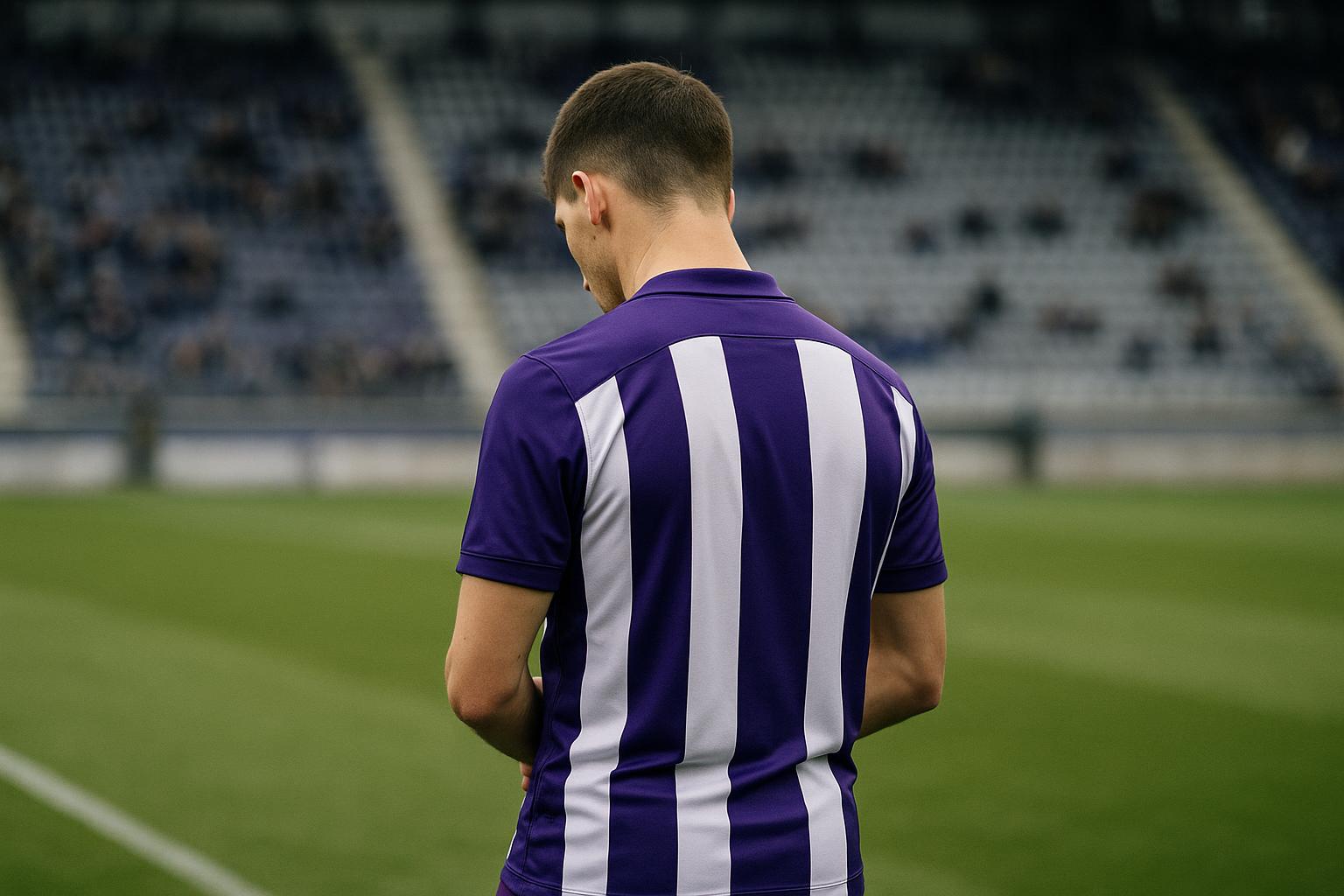 Thorgan Hazard in Anderlecht-tenue in het Lotto Park tijdens een wedstrijdmoment.