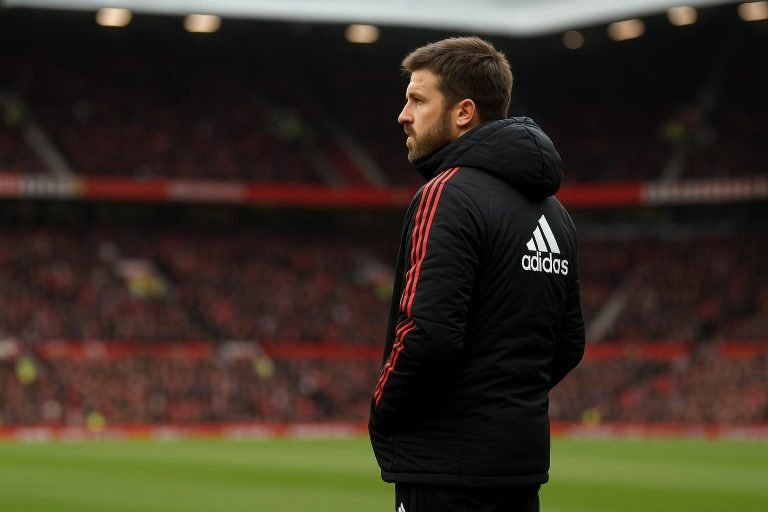 Michael Carrick langs de zijlijn bij Manchester United tijdens een Premier League-wedstrijd