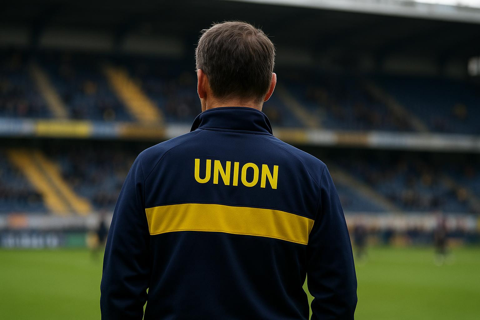 David Hubert, coach van Union SG, langs de zijlijn tijdens een wedstrijd.