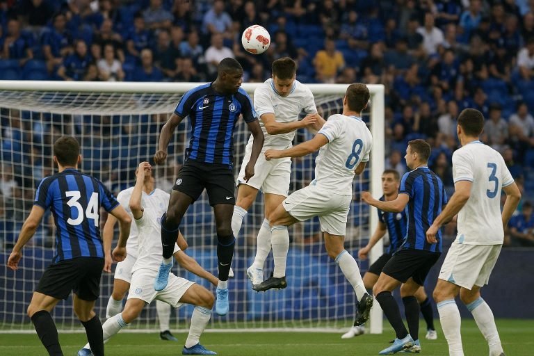 Spelmoment uit Como tegen Internazionale in de Serie A, met focus op de beslissende fase