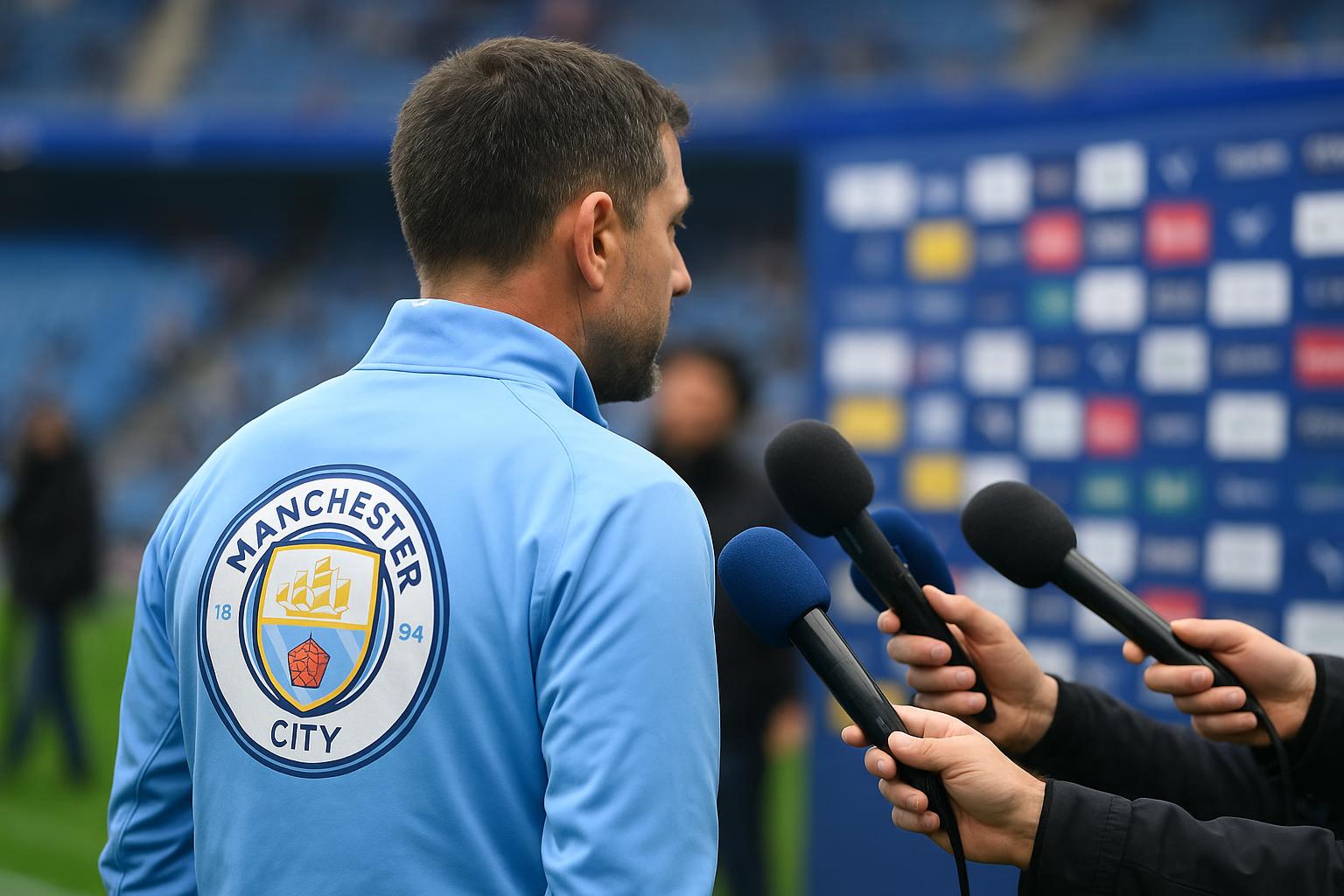 Pep Guardiola langs de zijlijn tijdens een wedstrijd van Manchester City