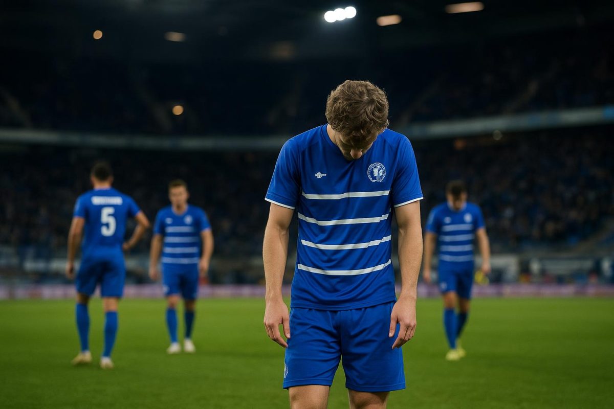 Spelers van KAA Gent balen na de nederlaag tegen Anderlecht in het Lotto Park.