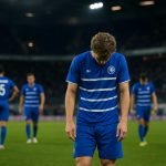 Spelers van KAA Gent balen na de nederlaag tegen Anderlecht in het Lotto Park.