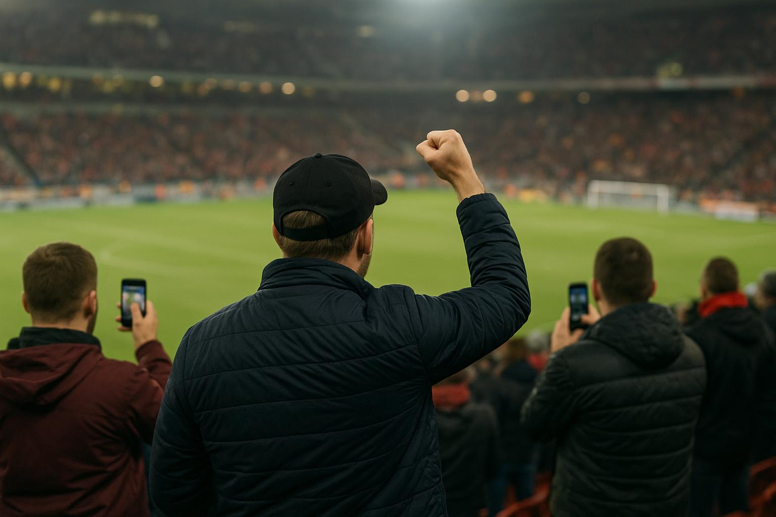 Sfeervol beeld zonder herkenbare gezichten rond een Premier League-wedstrijd na online commotie