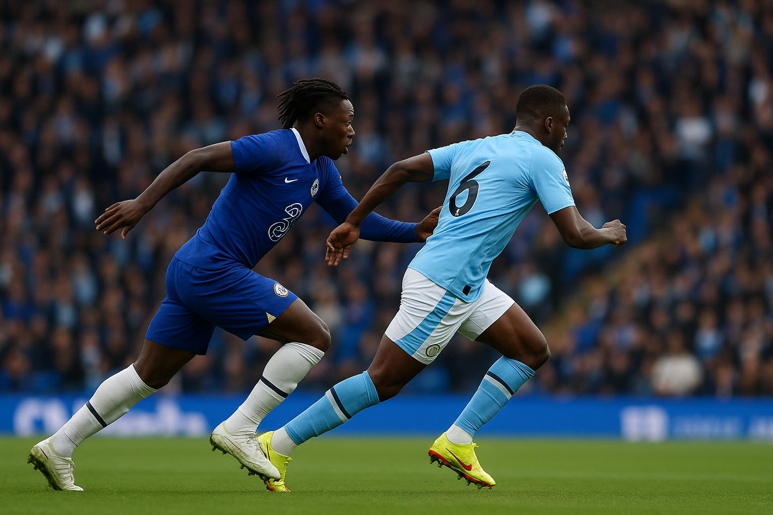 Jérémy Doku in actie tijdens Chelsea tegen Manchester City op Stamford Bridge