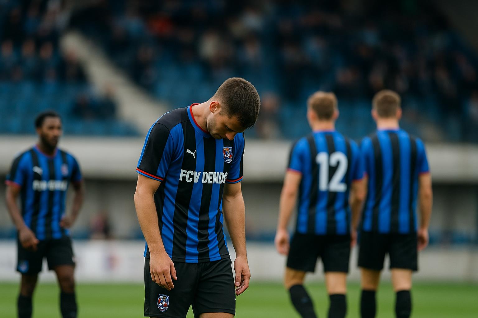 Spelers van FCV Dender balen na een wedstrijd in de Relegation Play-Offs