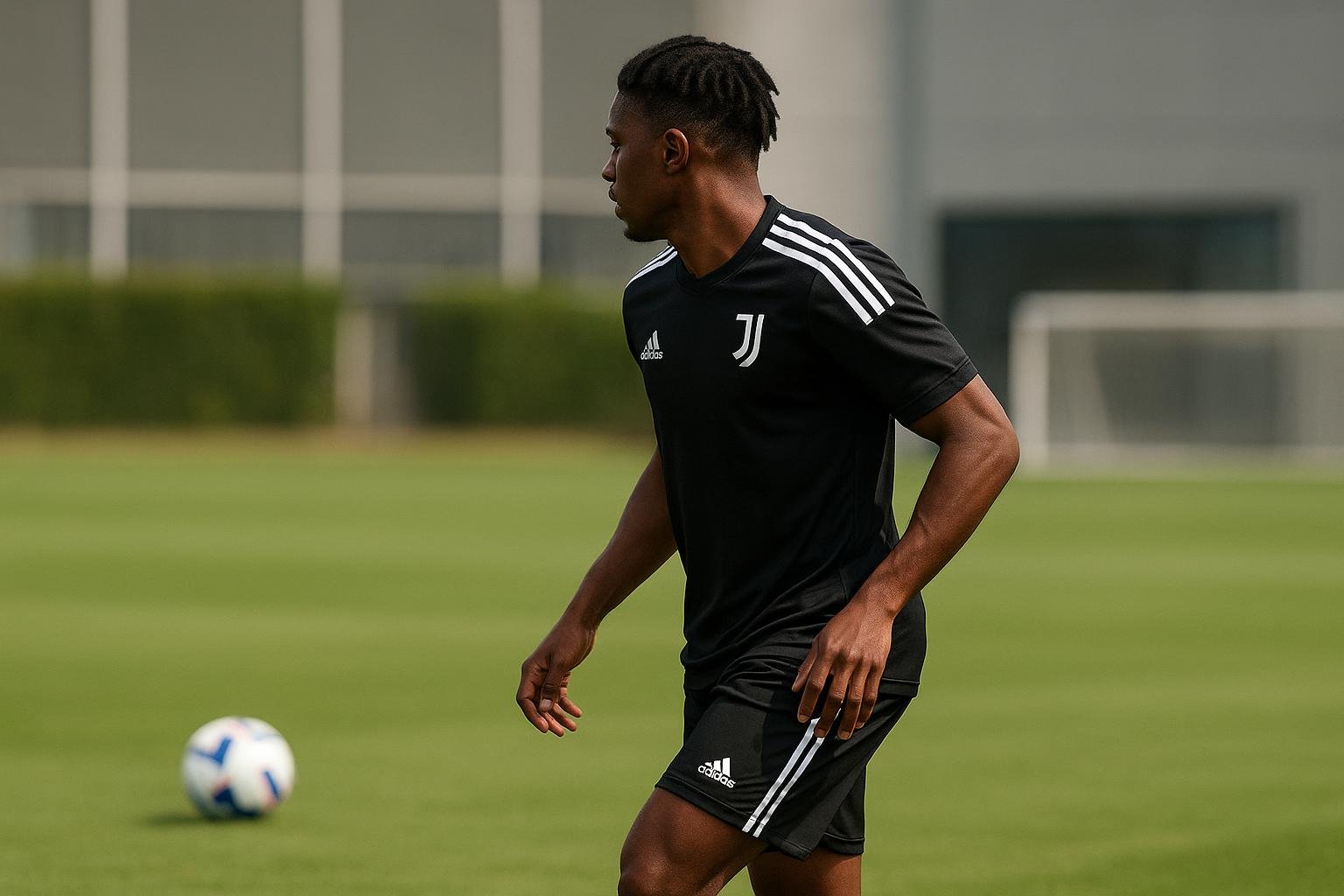 Loïs Openda in Juventus-context tijdens een training, zonder herkenbare gezichten