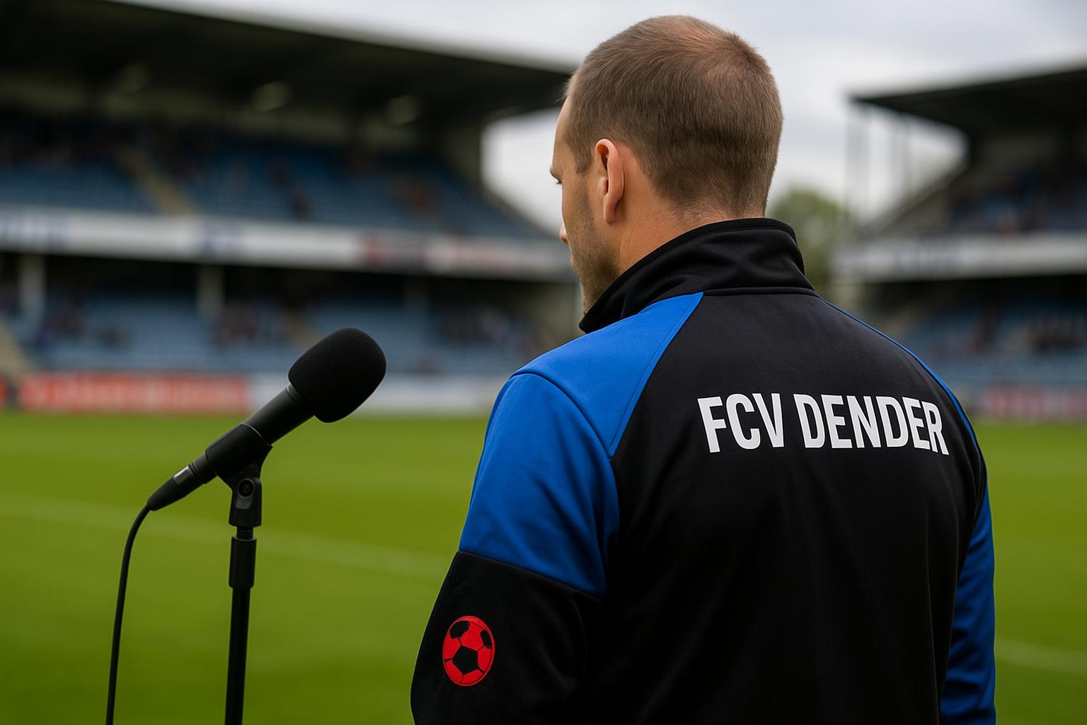 Yannick Ferrera, coach van FCV Dender, langs de zijlijn tijdens een wedstrijd