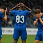 Spelers van KAA Gent reageren teleurgesteld na een late tegengoal tegen Anderlecht.