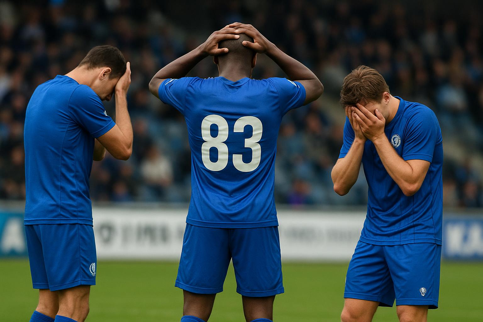 Spelers van KAA Gent reageren teleurgesteld na een late tegengoal tegen Anderlecht.