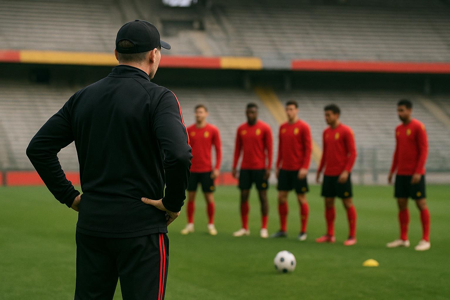 Rudi Garcia tijdens een moment met de Rode Duivels richting WK-selectie